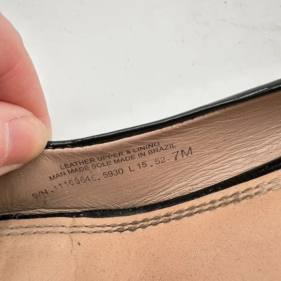 Tory Burch Lowell Wedge Heels Womens 7M Black Patent Leather Peep Toe Luxury CEO - Picture 9 of 10